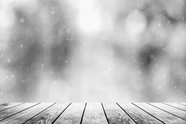 Hot coffee on the table on a winter background — Stock Photo, Image