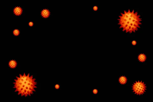 黒の背景のウイルス細胞 コロナウイルスと大気汚染のPm2 5の概念 Covid — ストック写真