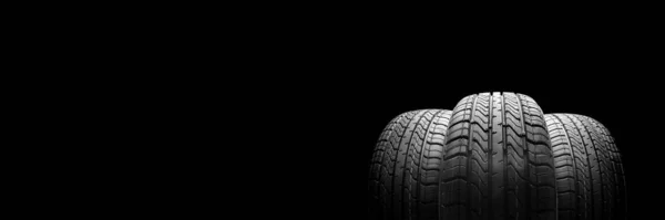 Black Isolation Rubber Tire Black Backgrounds — Stock Photo, Image
