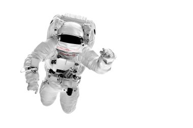 Astronot, Çin fla 'sının görüntüsüyle gizlenmiş bir şekilde uzayda uçuyor.