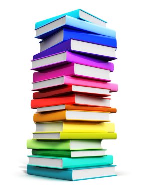 Büyük renk ciltli kitap yığını