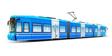 Beyaz izole Modern şehir tramvay