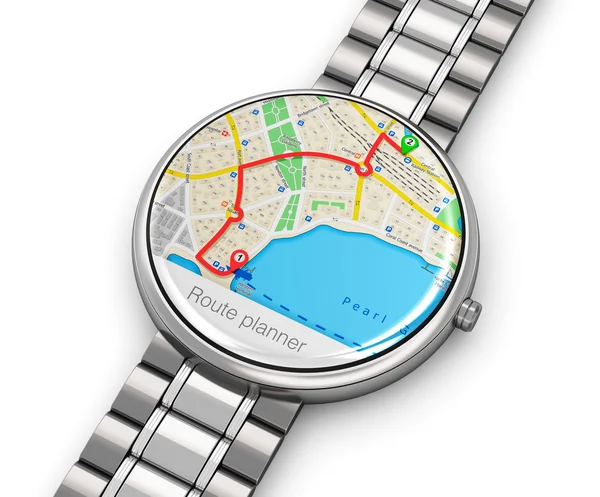 GPS-navigatie op smartwatch — Stockfoto