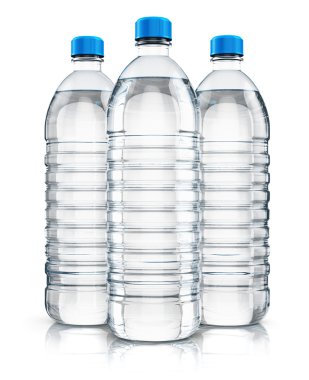 Grup plastik içecek su şişeleri