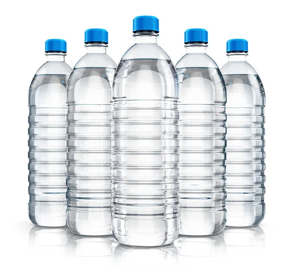 Grup plastik içecek su şişeleri