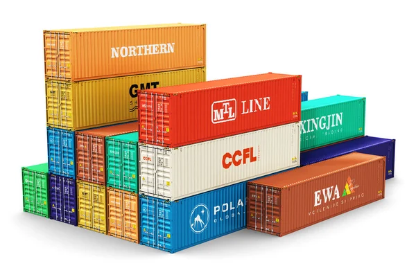 Groep van 40 ft lading vrachtcontainers — Stockfoto