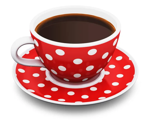 Red polka dot coffee cup — Stock Photo, Image