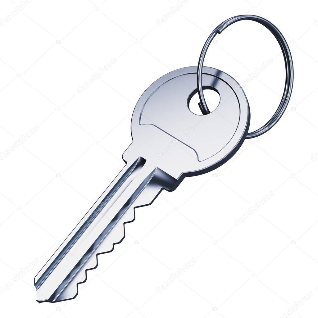 Metal key isolated on white background