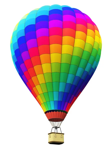 Color rainbow hot air balloon isolated on white background — Stock Photo, Image