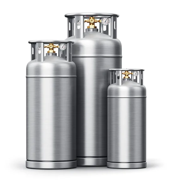 Stainless steel high pressure industrial containers for liquefie — Stock Photo, Image