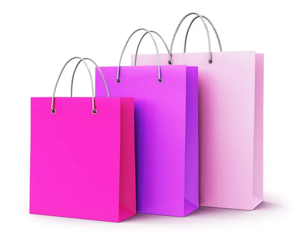 Group of pink paper shopping bags — Stock Photo, Image