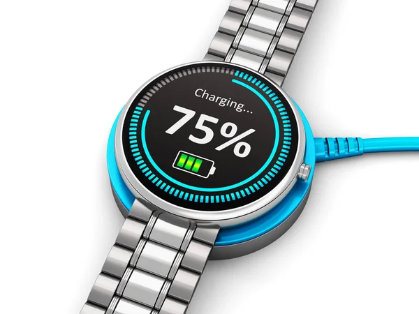 Carregamento Smartwatch no carregador sem fio — Fotografia de Stock