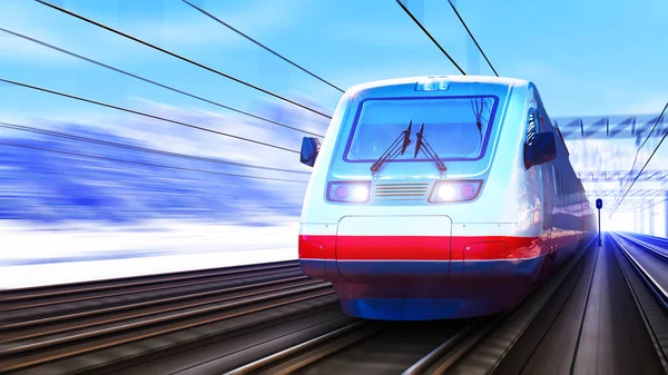 Kışın modern yüksek hızlı tren — Stok fotoğraf