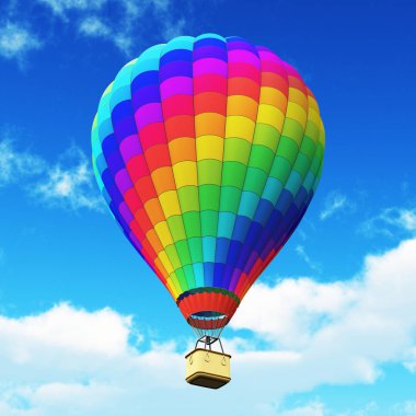 Renk gökkuşağı sıcak hava balonu bulutlar mavi gökyüzü