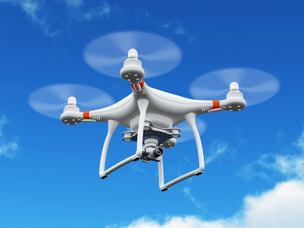 Quadcopter drone med 4 k video kamera flyger i luften — Stockfoto