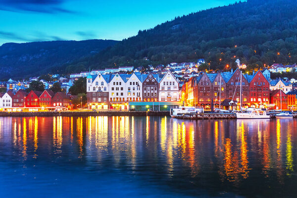 Evening panorama of Bergen, Norway