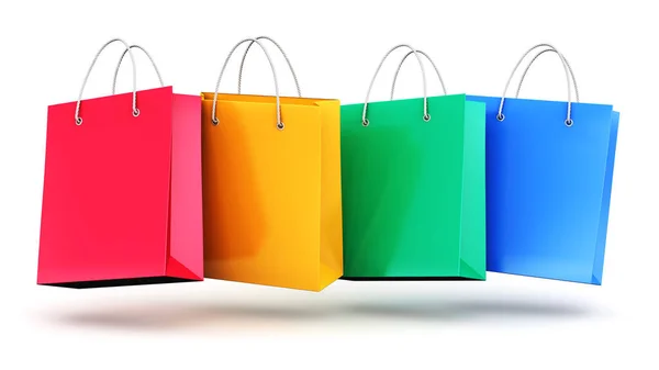 Gruppo di borse shopping in carta a colori — Foto Stock