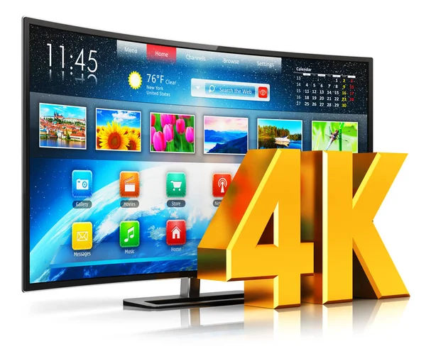 4K UltraHD curvo smart TV — Fotografia de Stock