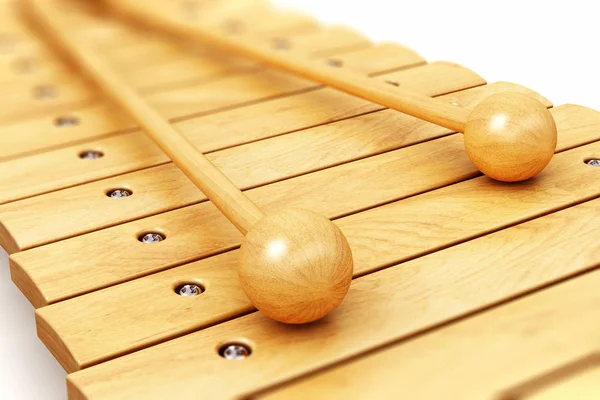 Xilófono de madera con palillos de tambor — Foto de Stock