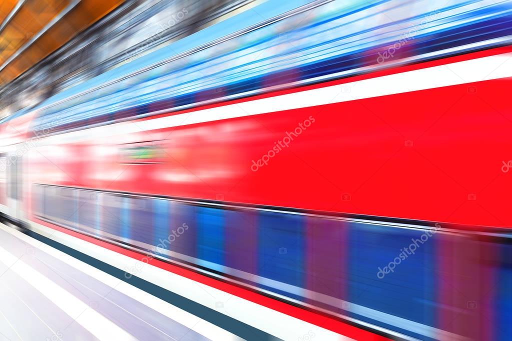 High speed train at railway station platform