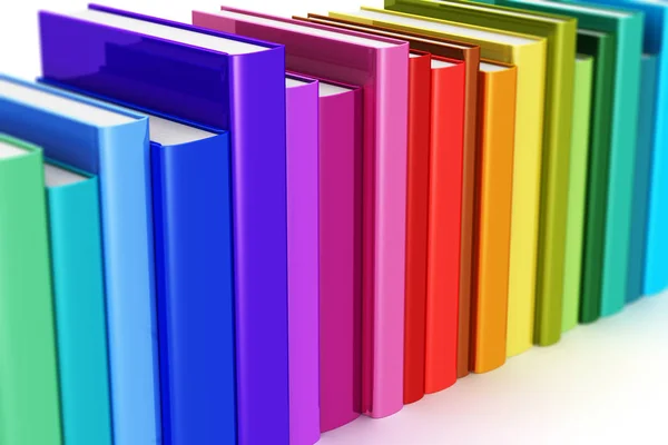 Tęcza kolorów książek twarda — Zdjęcie stockowe