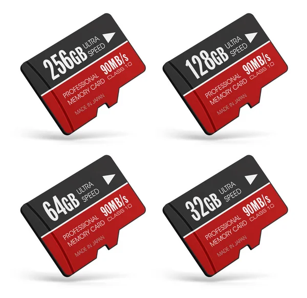 Conjunto de cartões de memória flash MicroSD de alta velocidade — Fotografia de Stock