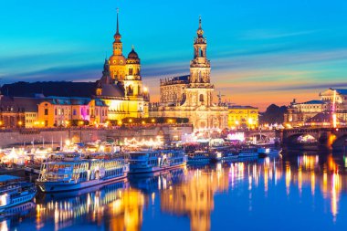 Evening scenery of the Old Town in Dresden, Germany clipart