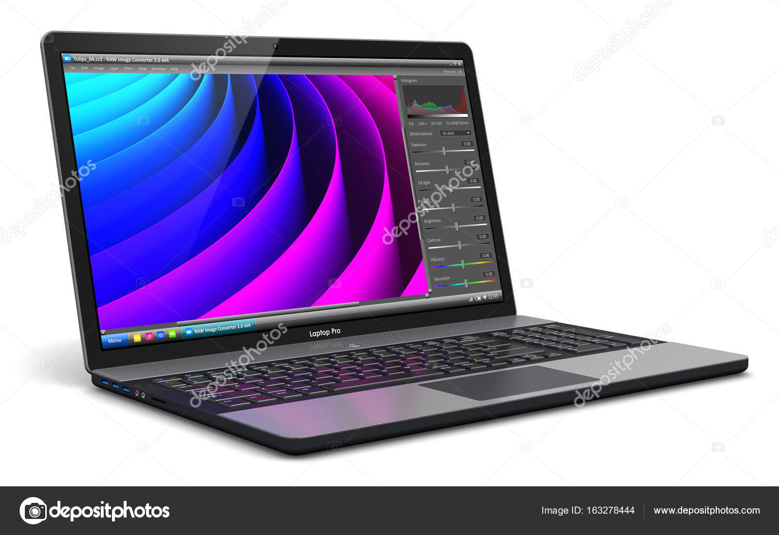 Laptop with photo editor software Stock Photo by ©scanrail 163278444