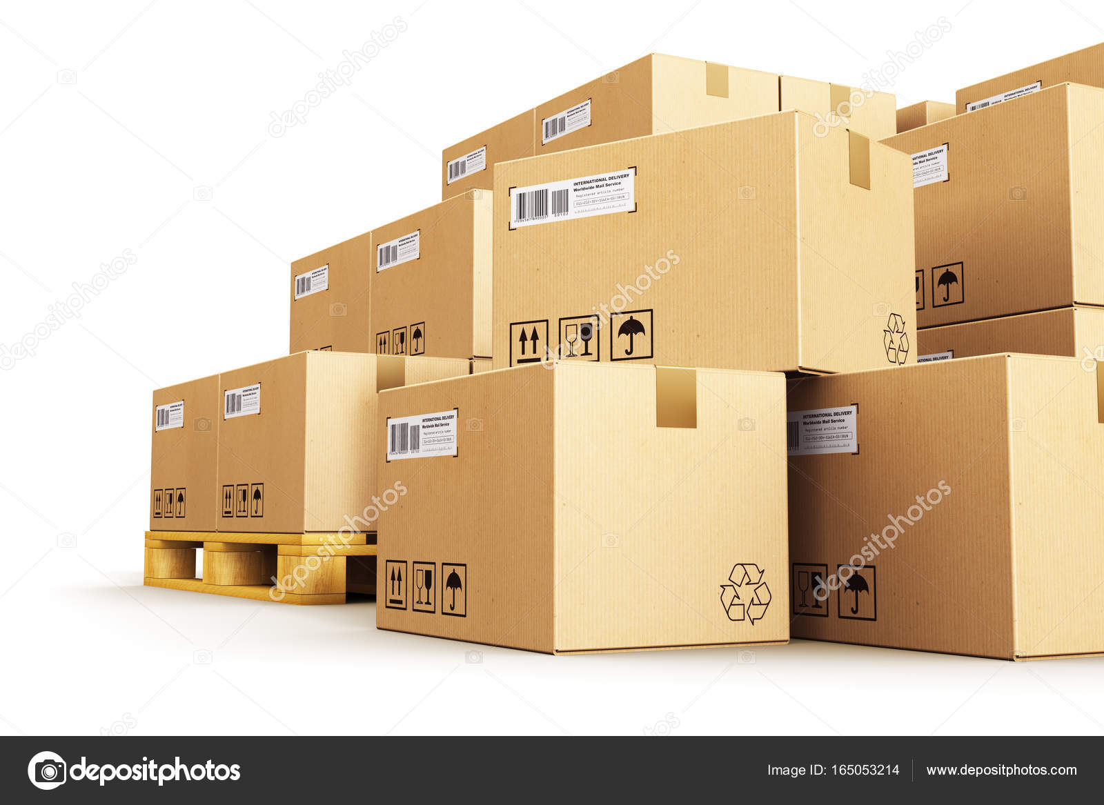 Cardboard boxes on shipping pallets Stock Photo by ©scanrail 165053214