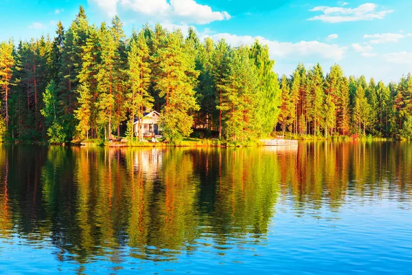 Пейзажи лесов и озер Финляндии — стоковое фото