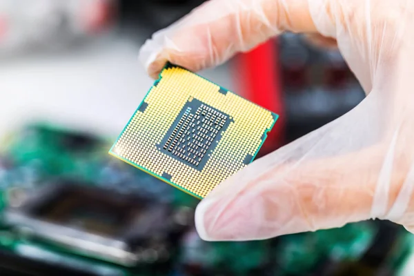 De bewerker van CPU in de hand — Stockfoto