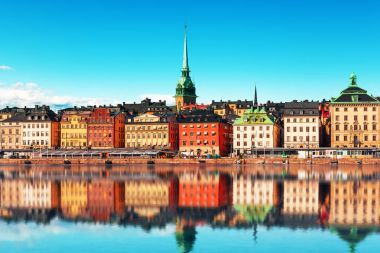 Stockholm 'de eski bir kasaba, İsveç