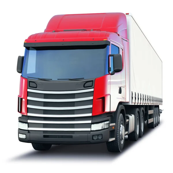 Semi-camion merci isolato su sfondo bianco — Foto Stock