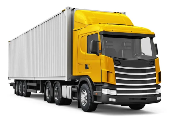 Semi-truck with 40 ft heavy cargo container — Stock Photo, Image
