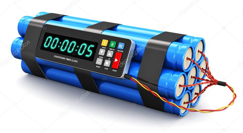 Time bomb with electronic timer clock