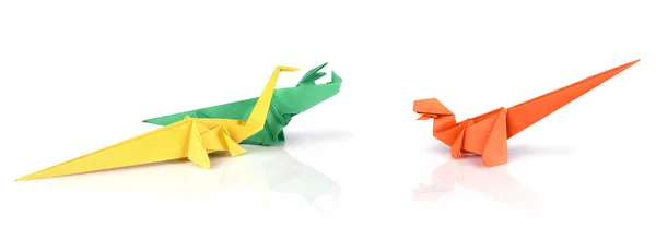 Tres dinosaurios en origami — Foto de Stock