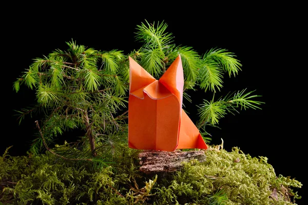 Origami papír fox — Stock fotografie