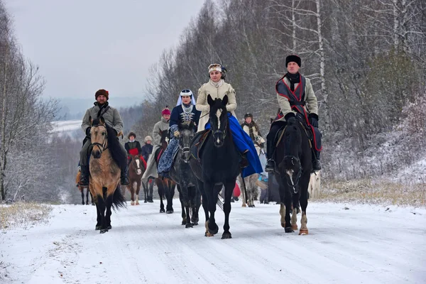 러시아 wolfhound와 전통적인 사냥의 재건 — 스톡 사진