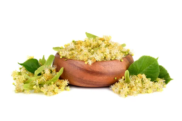 Linden flowers in plate — Stock Photo, Image