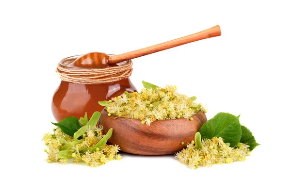 Honey with linden flowers — Stock Photo, Image