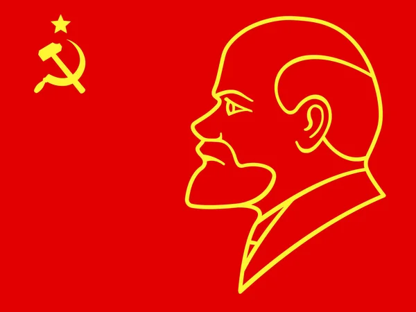 Lenin auf roter Fahne — Stockvektor