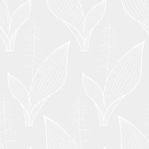 Liljekonvalj vit kontur mönster — Stock vektor
