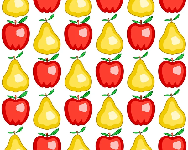 Nahtloses Muster aus Apfel und Birne — Stockvektor