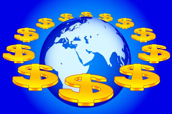 Globe et dollars — Image vectorielle