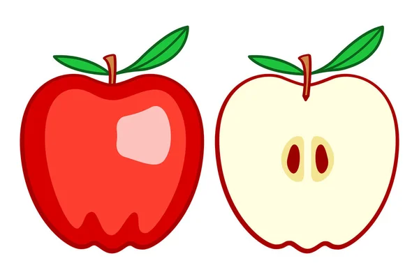 Ilustración icono manzana roja — Vector de stock