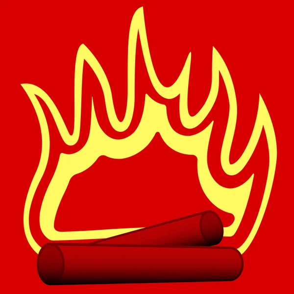 Hořící dřevo ilustrace — Stockový vektor