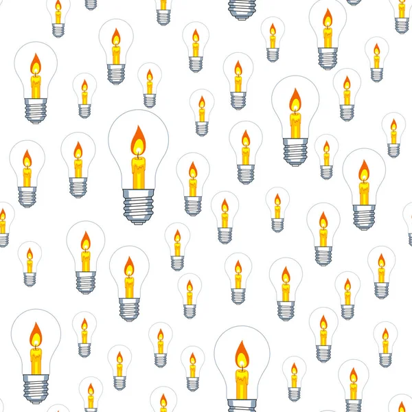 Lamp and candle seamless pattern — Stock Vector
