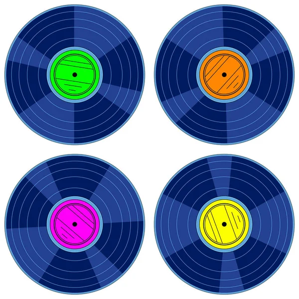 蓄音機レコード ディスク セット — ストックベクタ