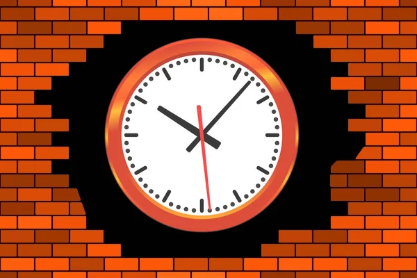 Horloge dans mur cassé — Image vectorielle