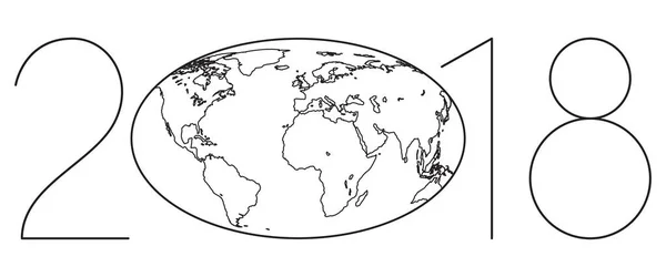 Globe contour 2018 lettrage — Image vectorielle